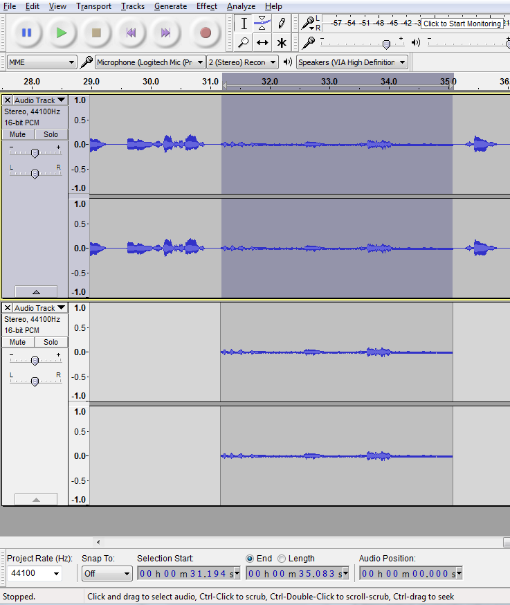 audacity record from youtube